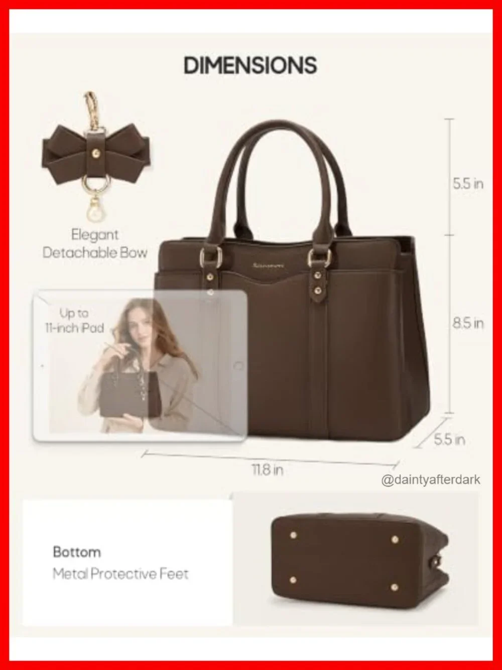 RAINSMORE Women's PU Leather Satchel Handbag - Convertible Crossbody
